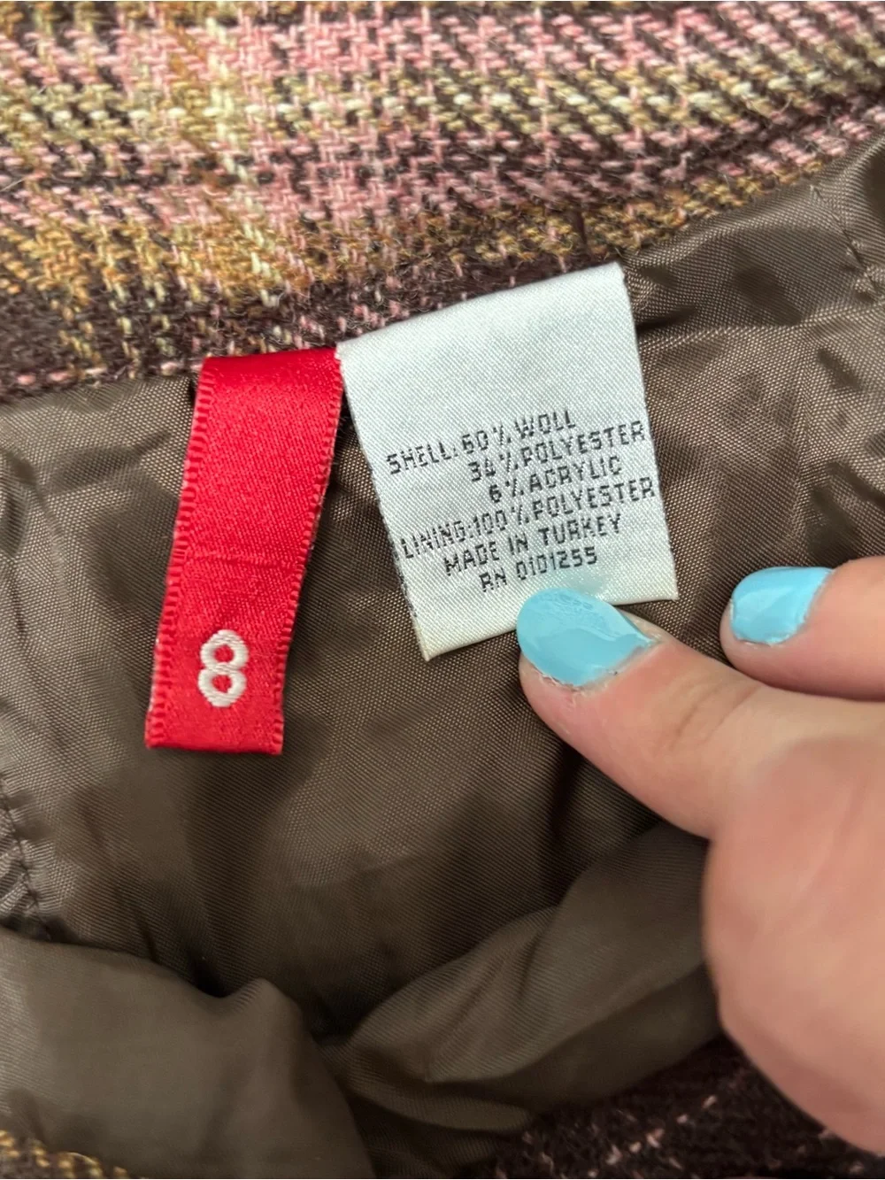 Brown Plaid A-Line Skirt with Pockets